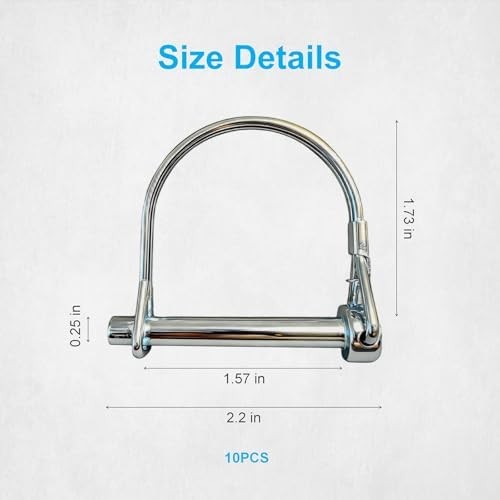 10 Pack, Trailer Coupler Pin and Locking Pin, 2-1/8″x1/4″ Trailer Hitch Pin, Hea