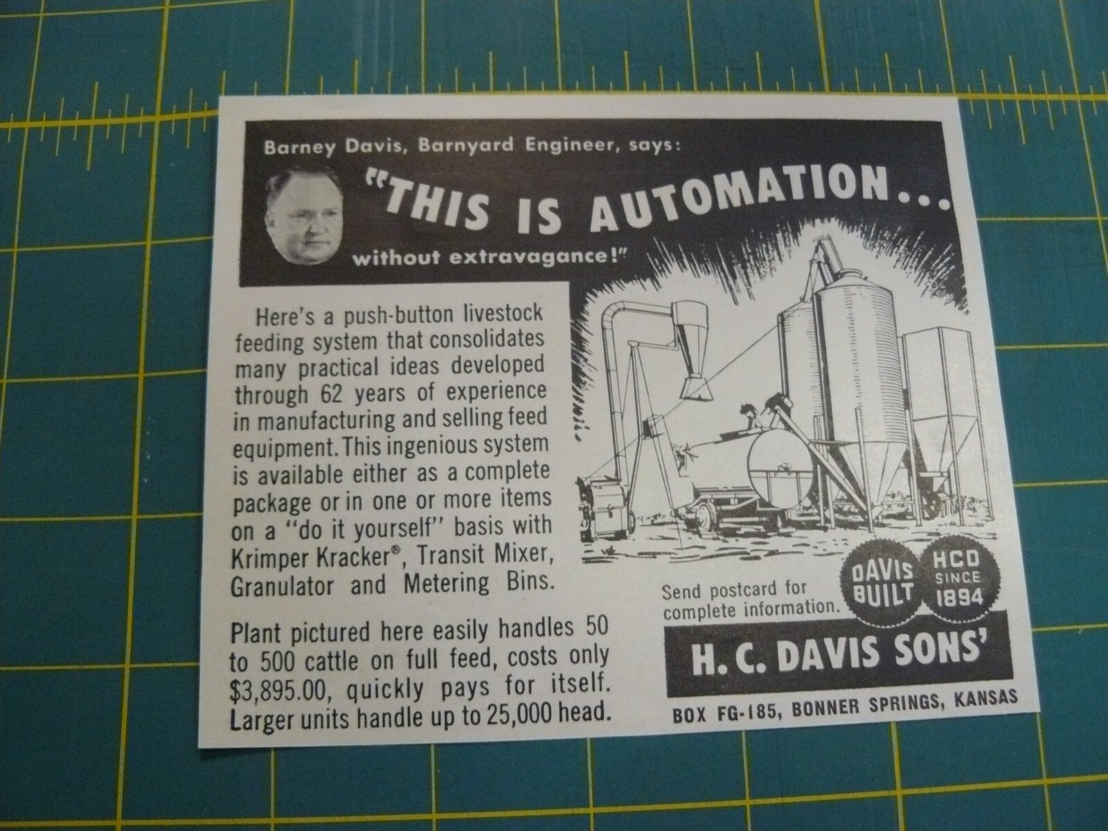 THE FARM QUARTERLY- SUMMER 1957-AD- H.C.DAVIS SON’S SYSTEM/ Bonner Springs, KS