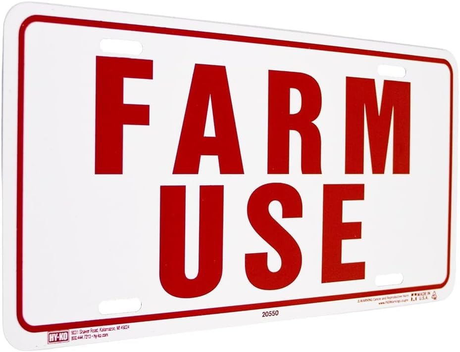 FARM USE ID TAG WHITE/RED 12X18 ALUMINUM WEATHER-RESISTANT