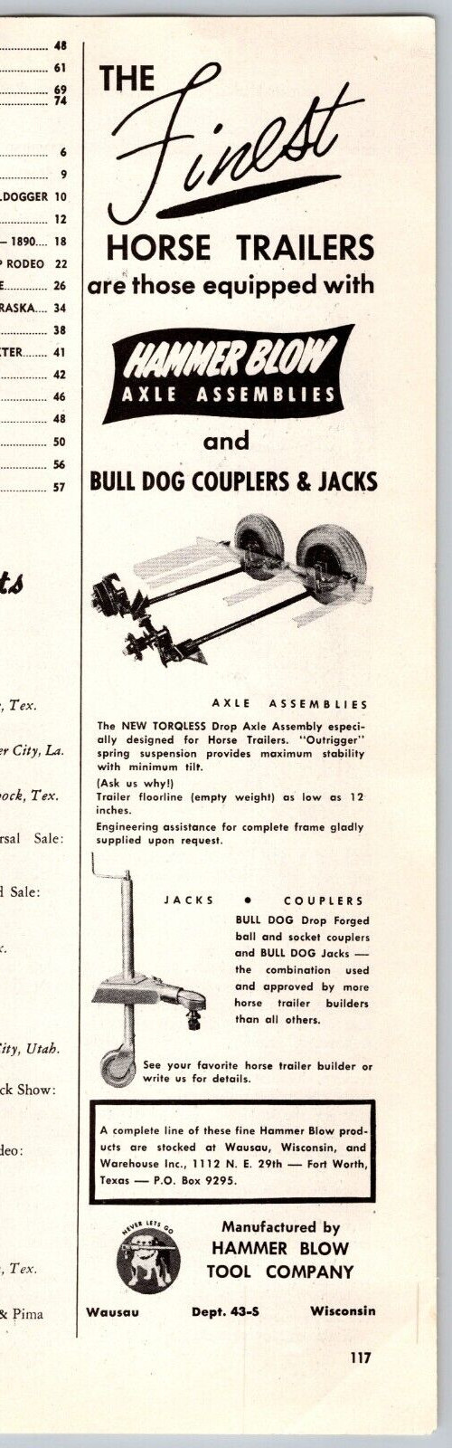 1960 Print Ad Hammer Blow Tool Wausau WI Axle Assemblies Bull Dog Couplers Jacks