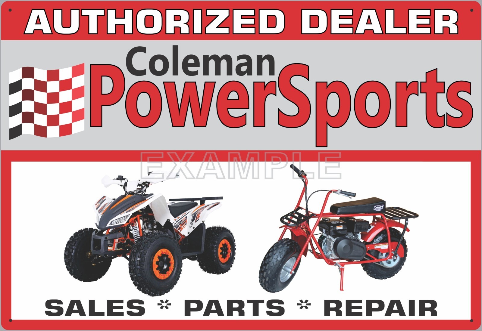 CUSTOM ALUMINUM SIGN COLEMAN POWERSPORTS 22″ HIGH X 32″ WIDE