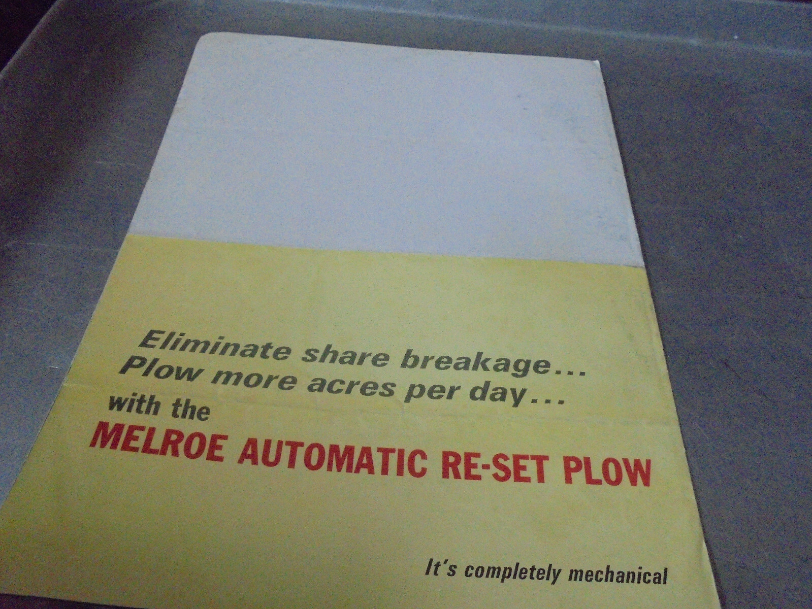 Vintage Melroe Automatic Re-Set Plow Brochure