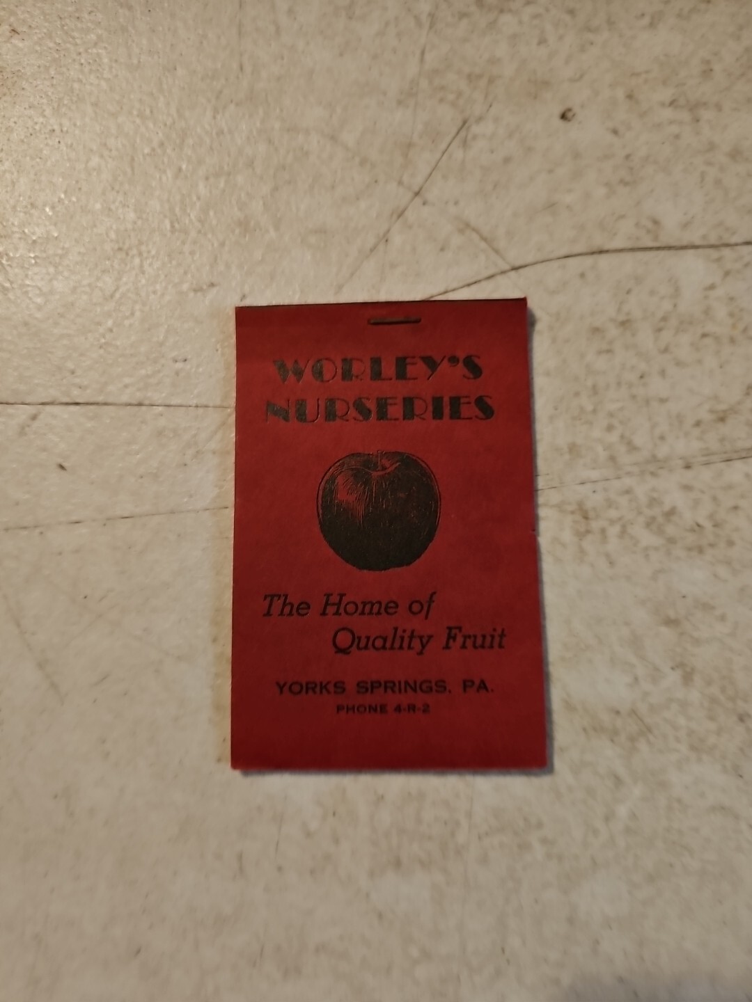 Vintage Early Worley’s Nurseries Memo Pad. York Springs,PA. Phone 4-R-2