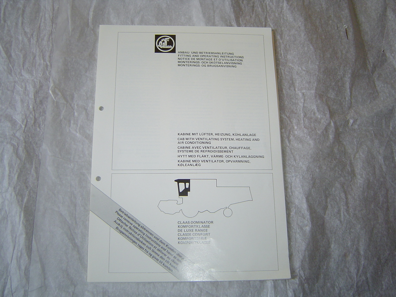 CLAAS combine cab air conditioning heating fitting instruction service manual
