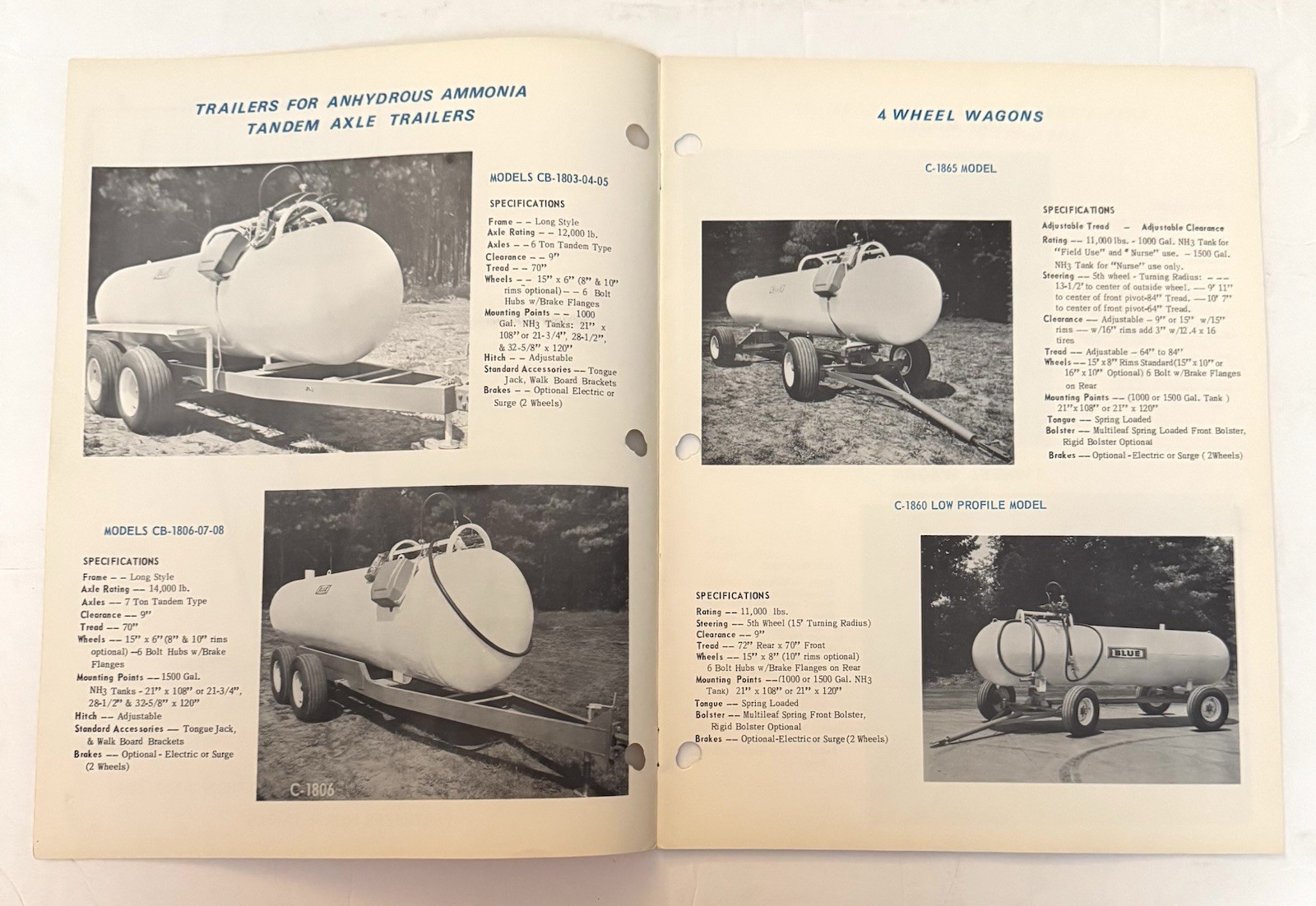 Vintage 1950’s BLUE John Blue Company Nurse Tank Trailer Catalog Farming