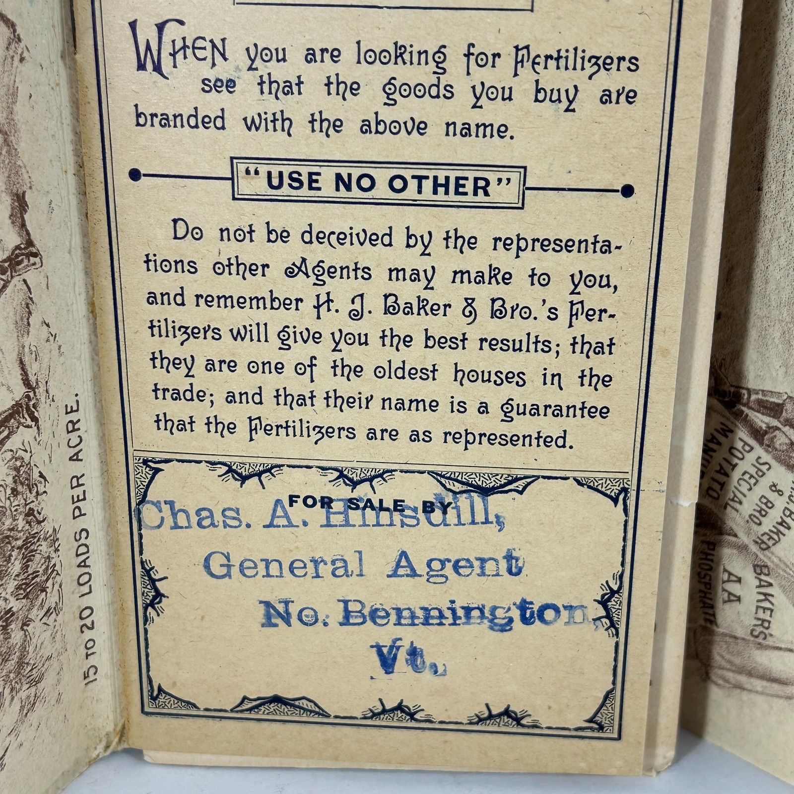 1898 Facts for Farmers H J Baker Fertilizers Manures Guide Advertising Brochure