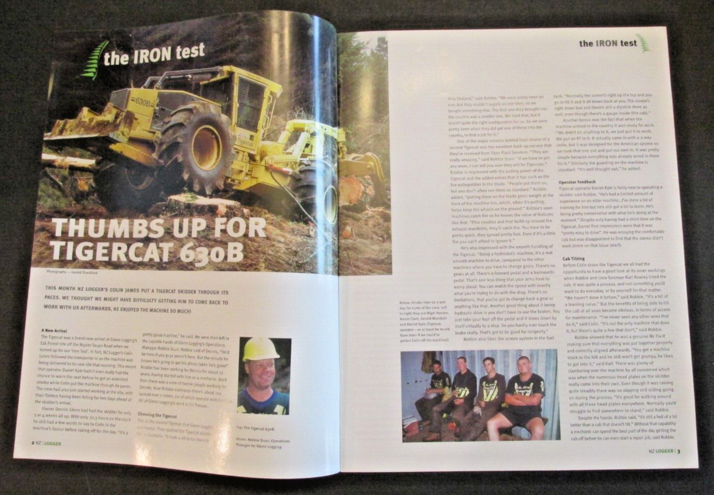 NEW ZEALAND LOGGER MAGAZINE IRON TEST TIGERCAT 630B AD Brochure Booklet