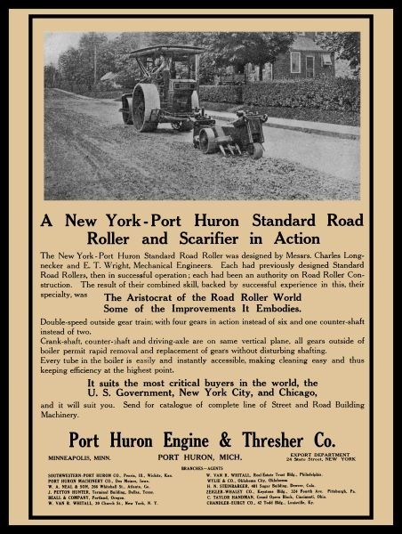 1912 Port Huron Engine & Thresher Road Roller & Scarifier NEW METAL SIGN: 9×12″