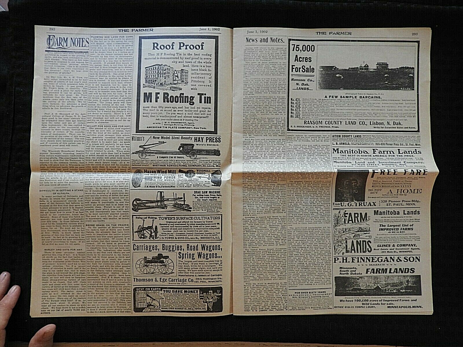 1902 “The Farmer” Webb-Shaw Farm Experiment St. Paul MN Agricultural Newspaper