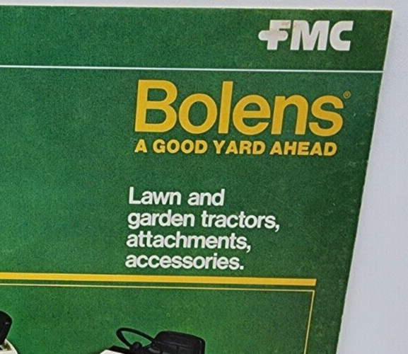 Bolens FMC Lawn Garden Tractors Attachments Sales Salesman Brochure 14pg
