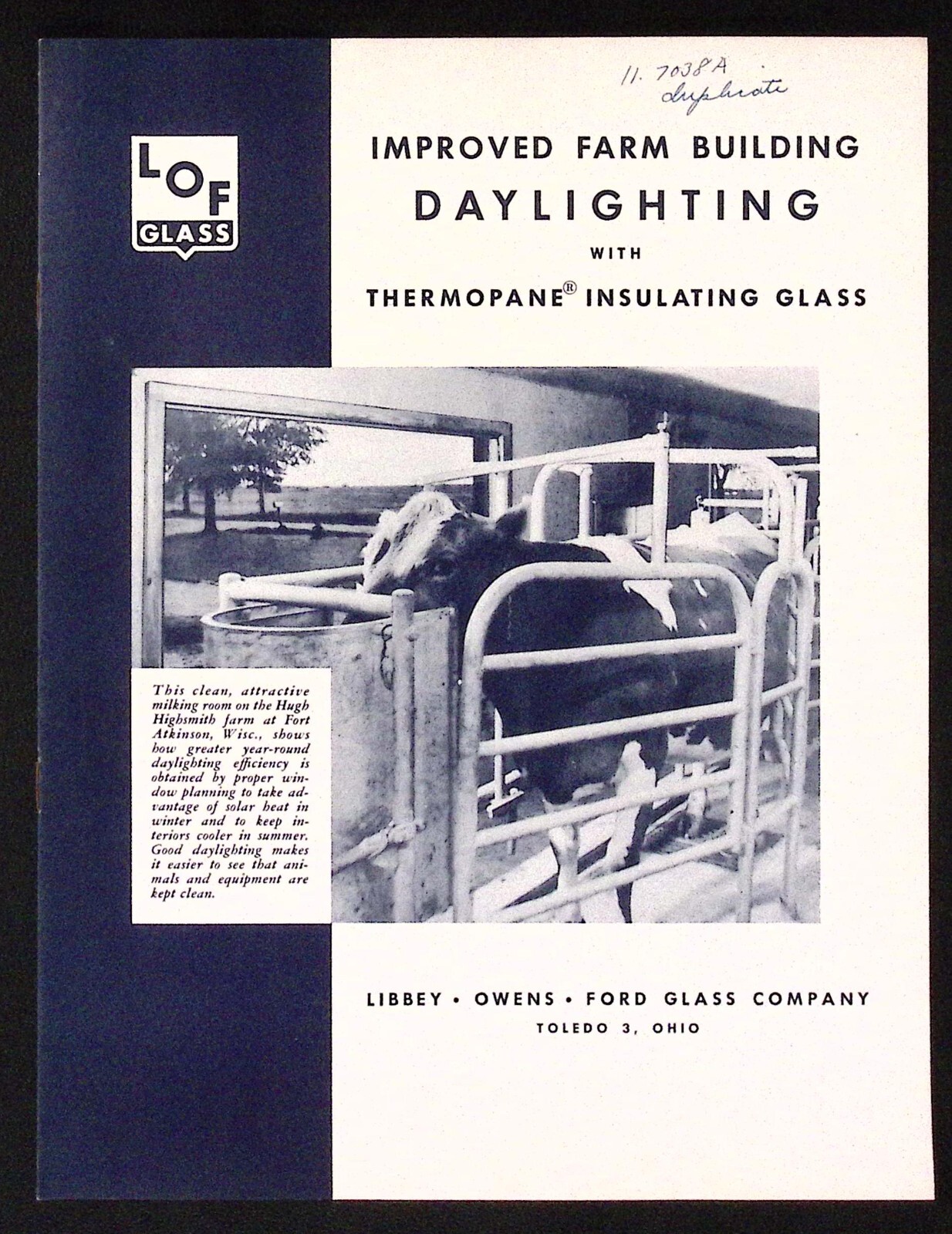 1950 Improved Farm Building Daylighting Brochure Liberty Owens Ford Glass Co