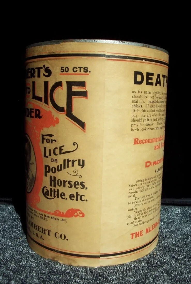 Lambert’s Death To lice Powder Antique Farm Agriculture Tin Advertising Rare