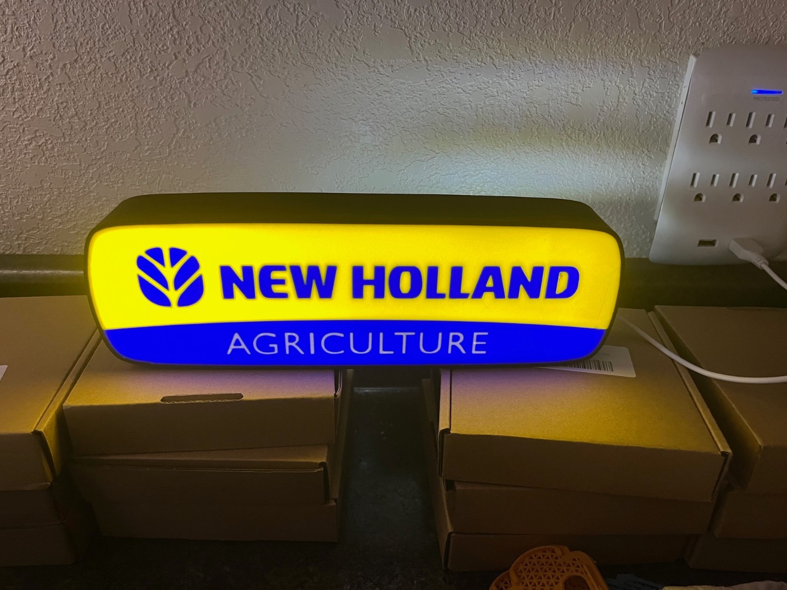 Lighted New Holland Agriculture Sign – 9″ Wide – Farm Equipment Advertising