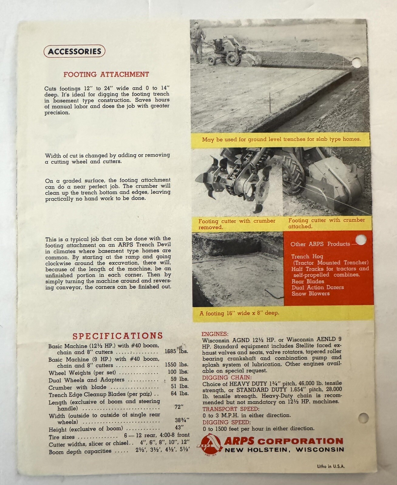 Vintage 1970’s ARPS Model HL Trench Devil Dealer Sales Brochure