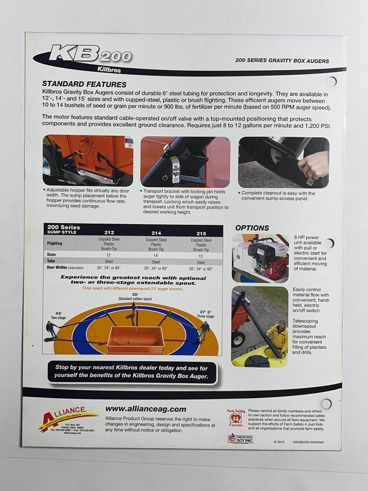 Killbros KB 200 Gravity Box Auger Sales Brochure *Showroom Sales Page* (2010)