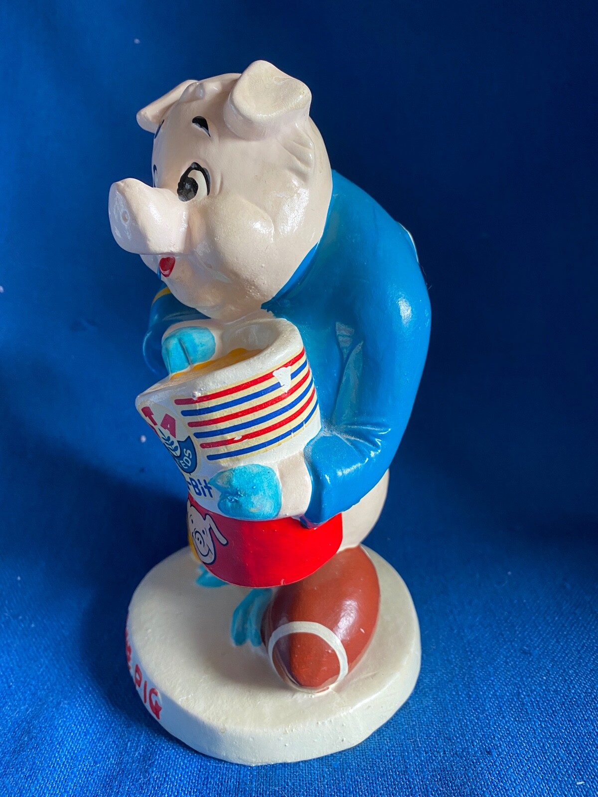Vintage 1960s Ernie Pig GTA Feeds Advertising Figure Bank Football Chalkware VG