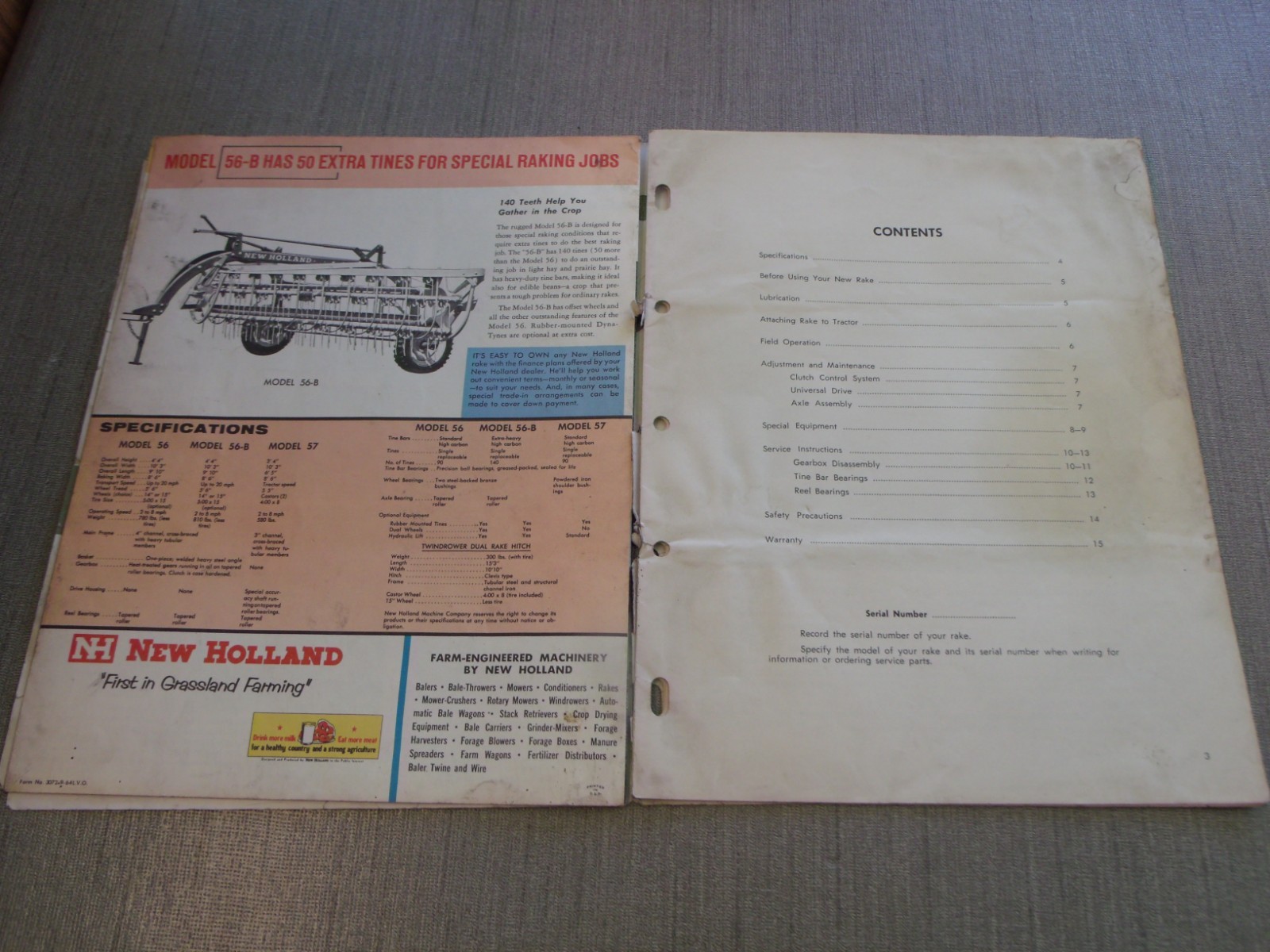 COLLECTIBLE NEW HOLLAND MODEL SUPER 55 ROLABAR RAKE OPERATING INSTRUCTIONS