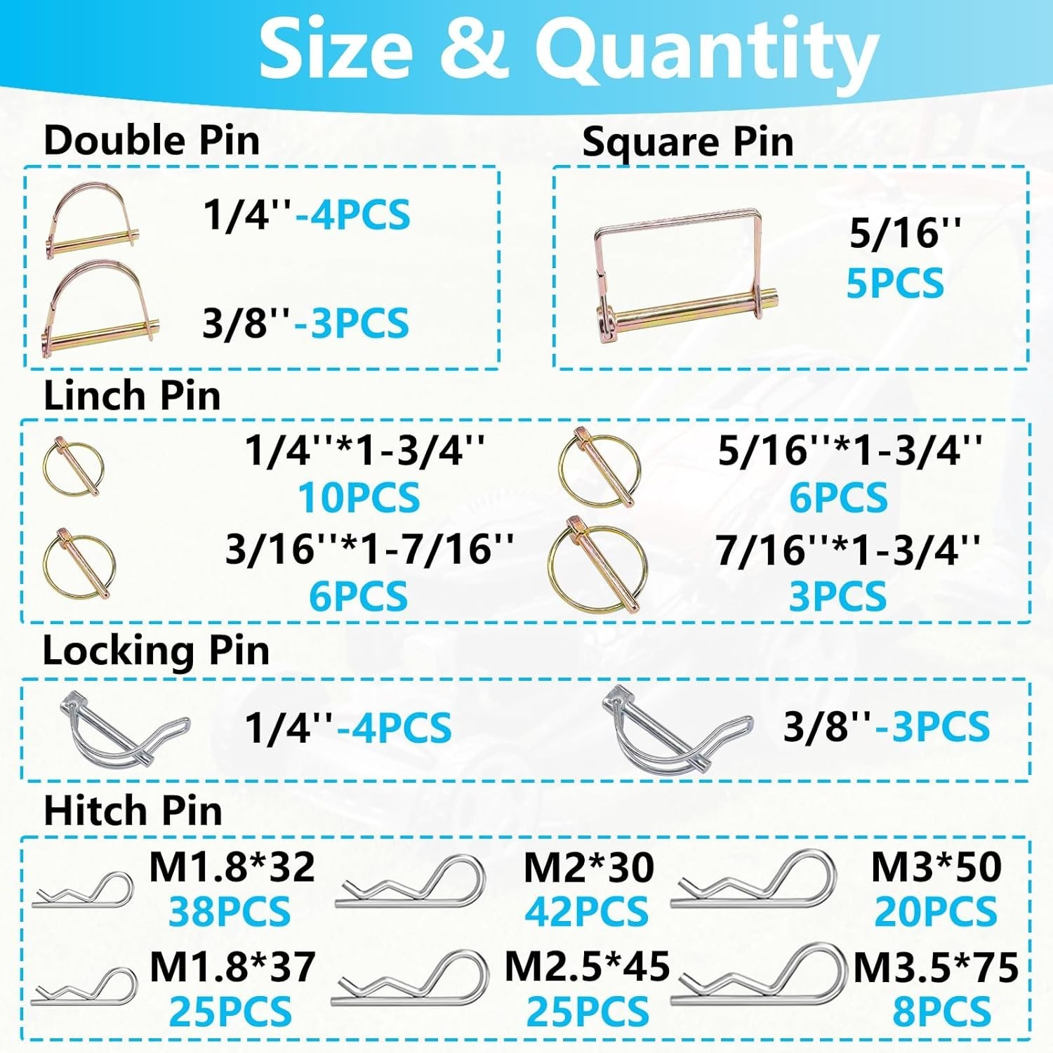 202Pcs Hitch Pins Clip Pins Assortment Kit, Heavy Duty Hitch Pins R Clip, Lin…