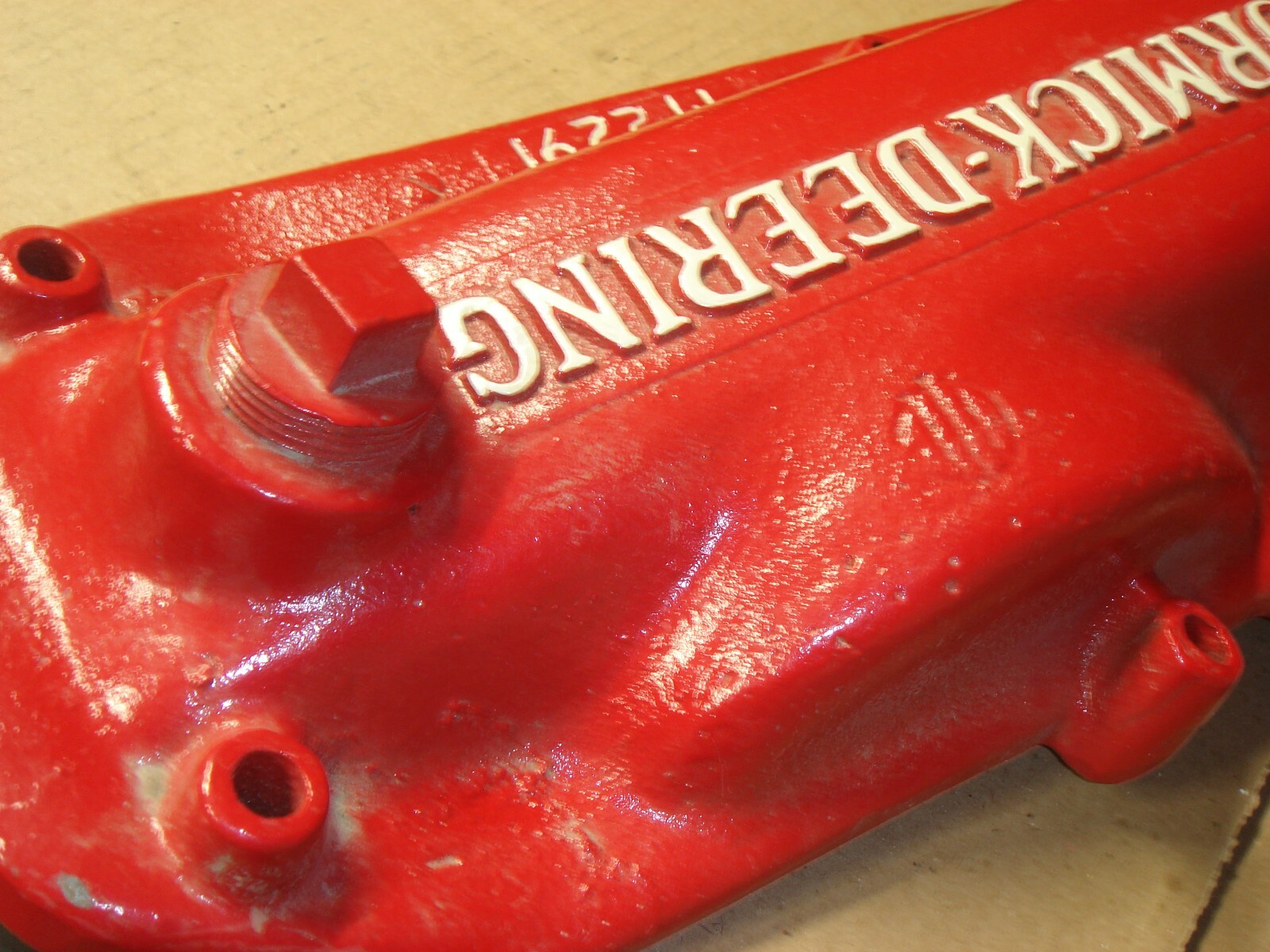 VINTAGE EMBOSSED McCORMICK DEERING NO.7 MOWER COVER FOR SIGN DISPLAY MAN CAVE