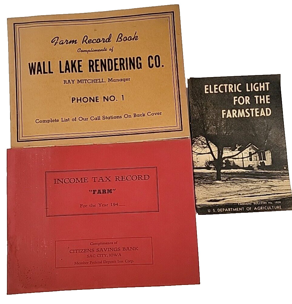 1940s Farm and Ranch Income Tax Record and Electric Light Farmstead AWESOME