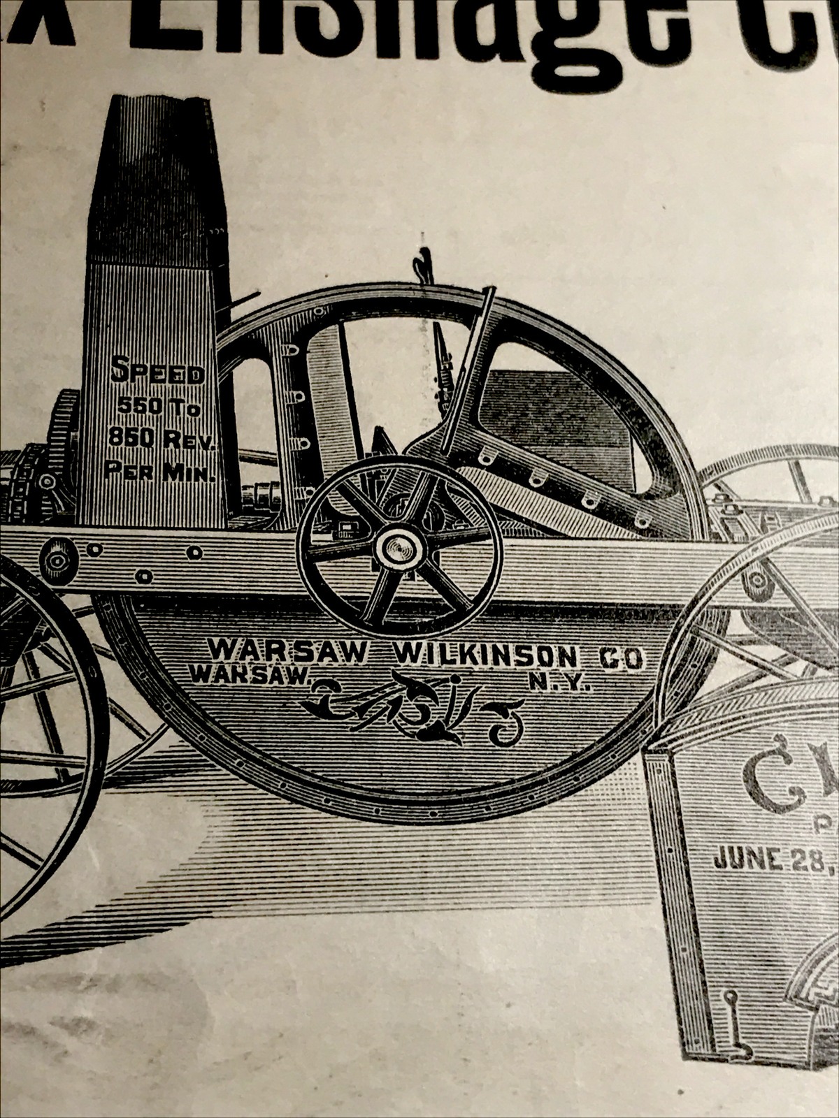 1902 Climax Ensilage Cutter Farm Engraving Advertising – Warsaw – New York