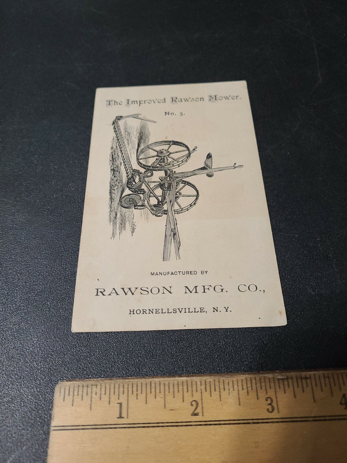 Vintage 1800s Rawson Farm Mower Trade Card Hornellsville N.Y.