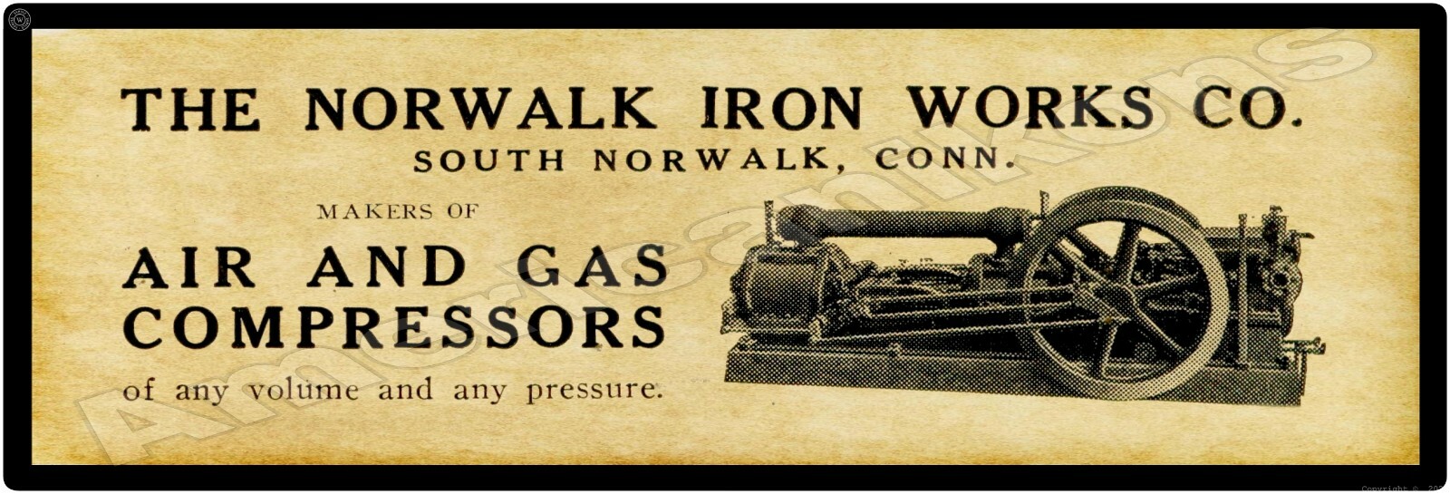 1913 Norwalk Iron Works Compressors New Metal Sign: 6″ x 18″ Long – Ships Free