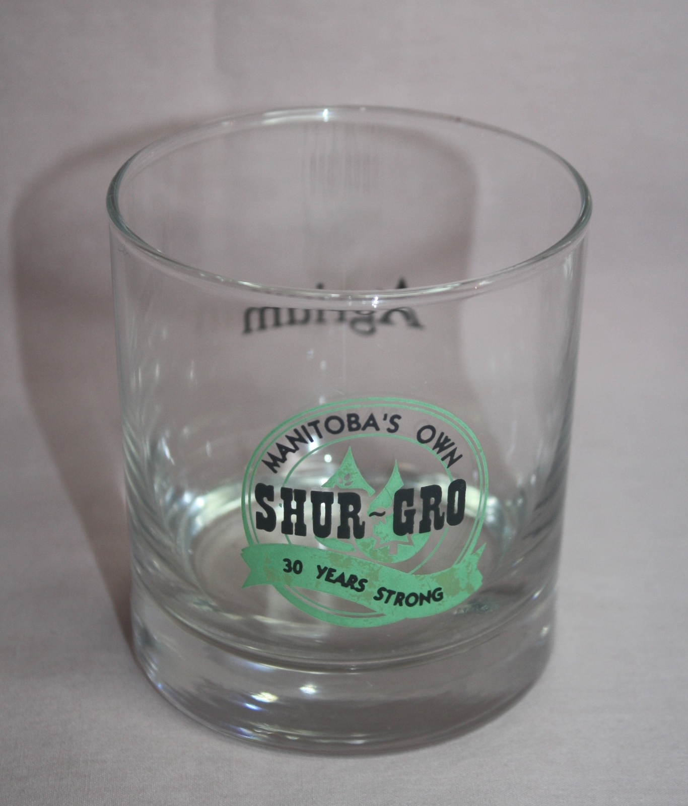 ADVERTISING SHUR GRO AGRIUM DRINKING GLASS MANITOBA’S OWN 30 YEARS STRONG