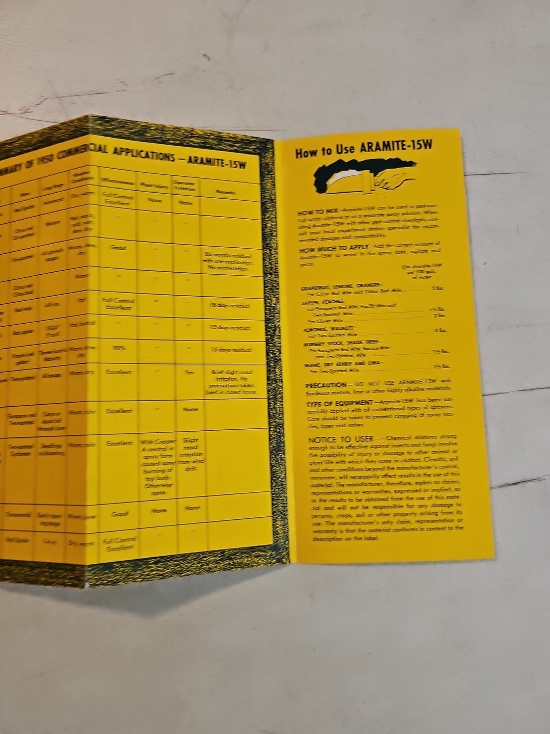Vintage 1951 United States Rubber Co Aramite 15W For Mite Control Brochure