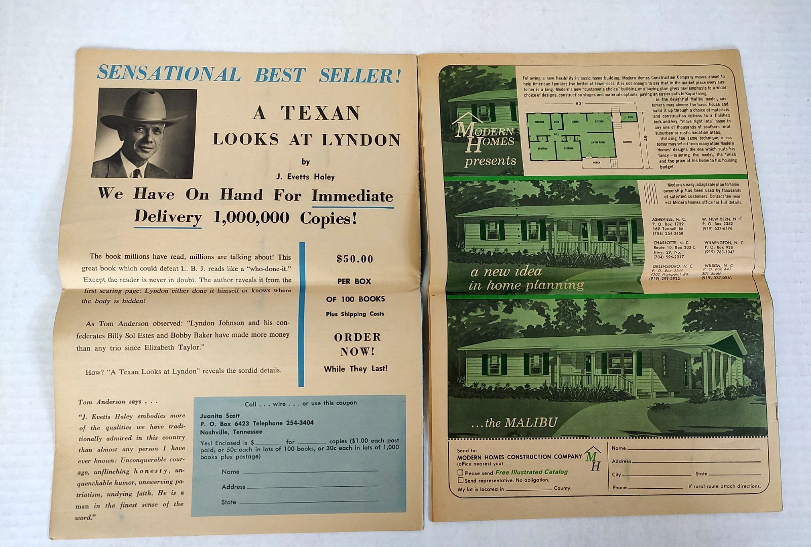 2 Vintage 1964 North Carolina Farm and Ranch Newsletters Articles Advertising