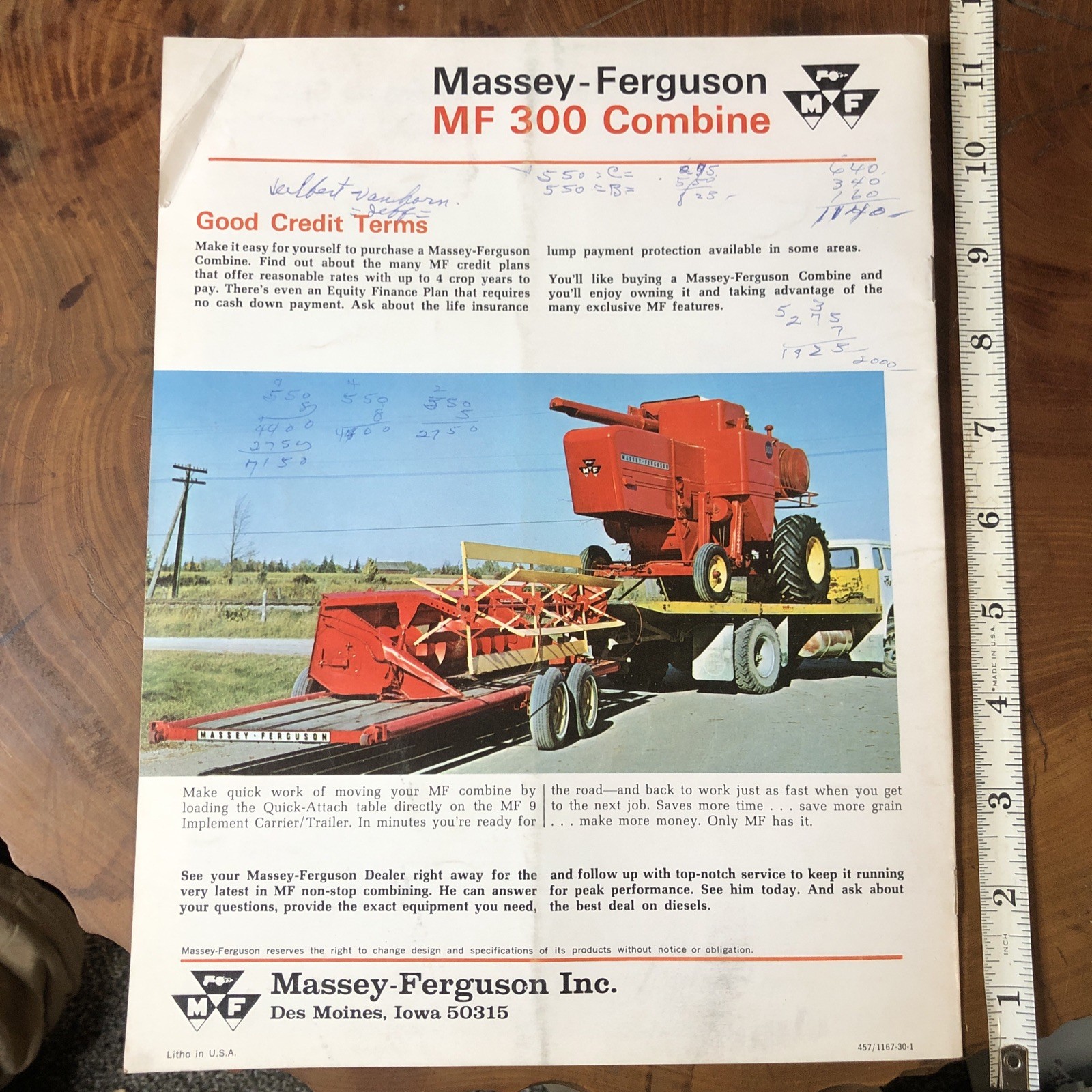 Massey Ferguson 300 Combine Brochure Iowa Dealer