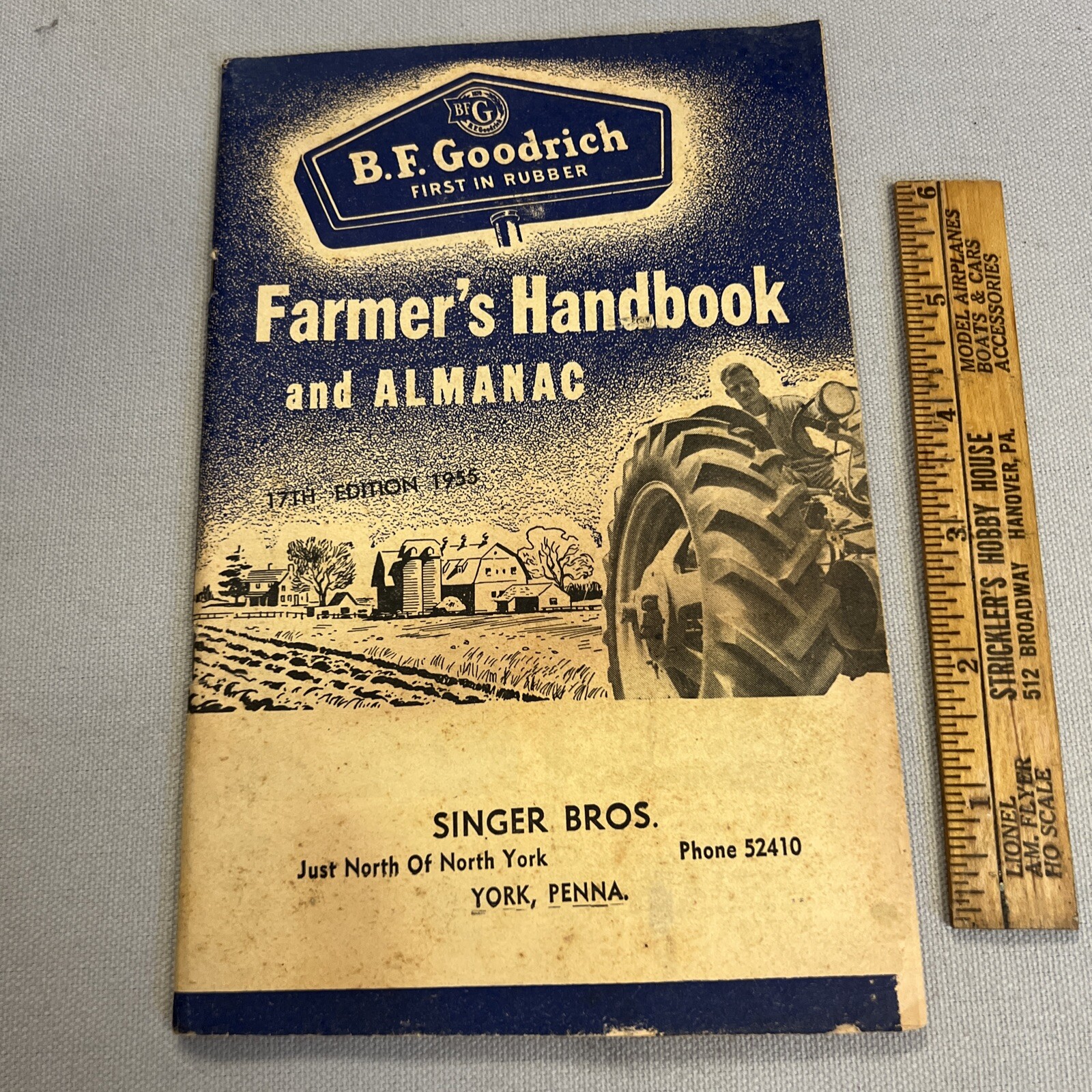 Vintage 1955 B.F. Goodrich Farmers Almanac Singer Bros. York Pa