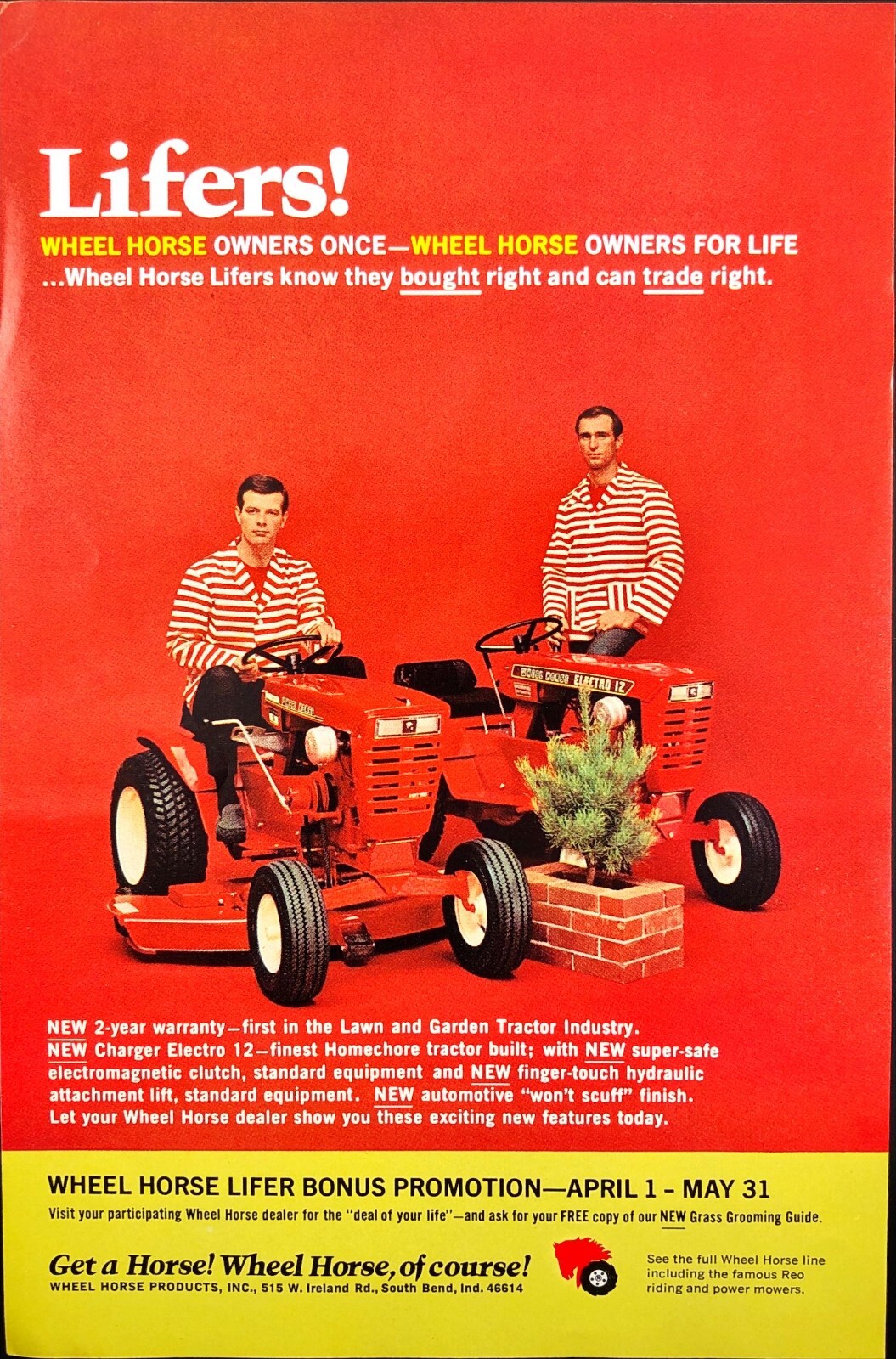 1968 Wheel Horse Garden Tractor Lifers! South Bend Indiana Vintage Print Ad