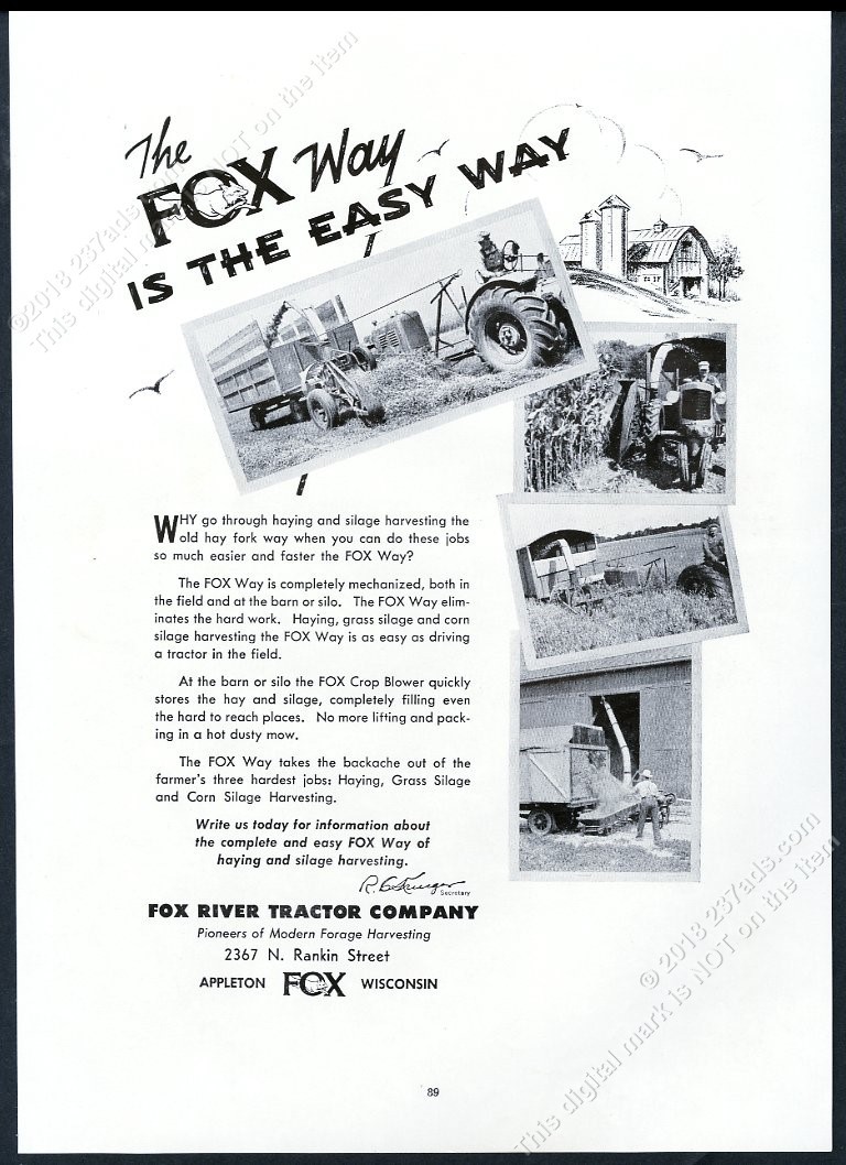 1947 Fox River tractor farm 4 photo vintage print ad