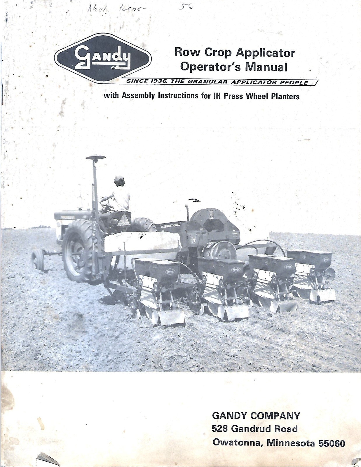 Farm Manual – Gandy – Row Crop Applicator – Operator’s – c 1978 (FM500)