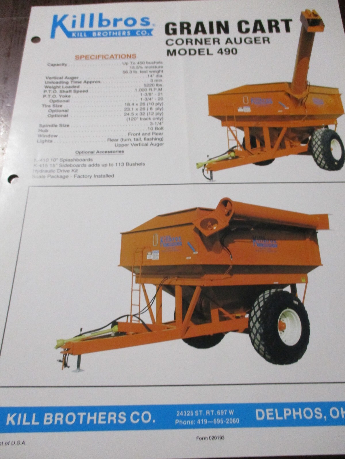 Killbros Grain Carts Sales Brochures, 4 items