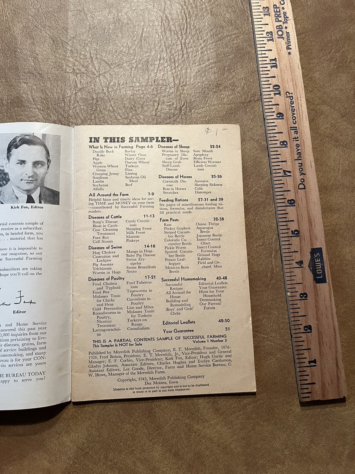 1943 SUCCESSFUL FARMING MAGAZINE “Sampler” SALESMAN SAMPLE