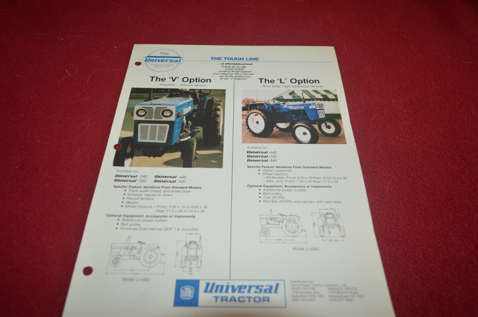 UTB Universal 340 350 445 530 Vineyard Highcrop Tractor Dealer’s Brochure FCCA