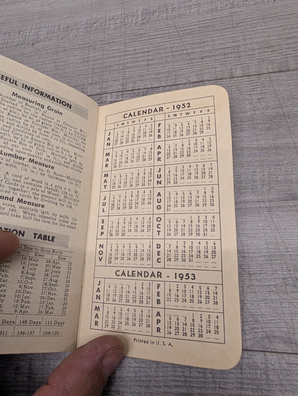 1952-1953 Armour’s Fertilizer & Vertagreen Plant Food Pocket Notebook Calendar