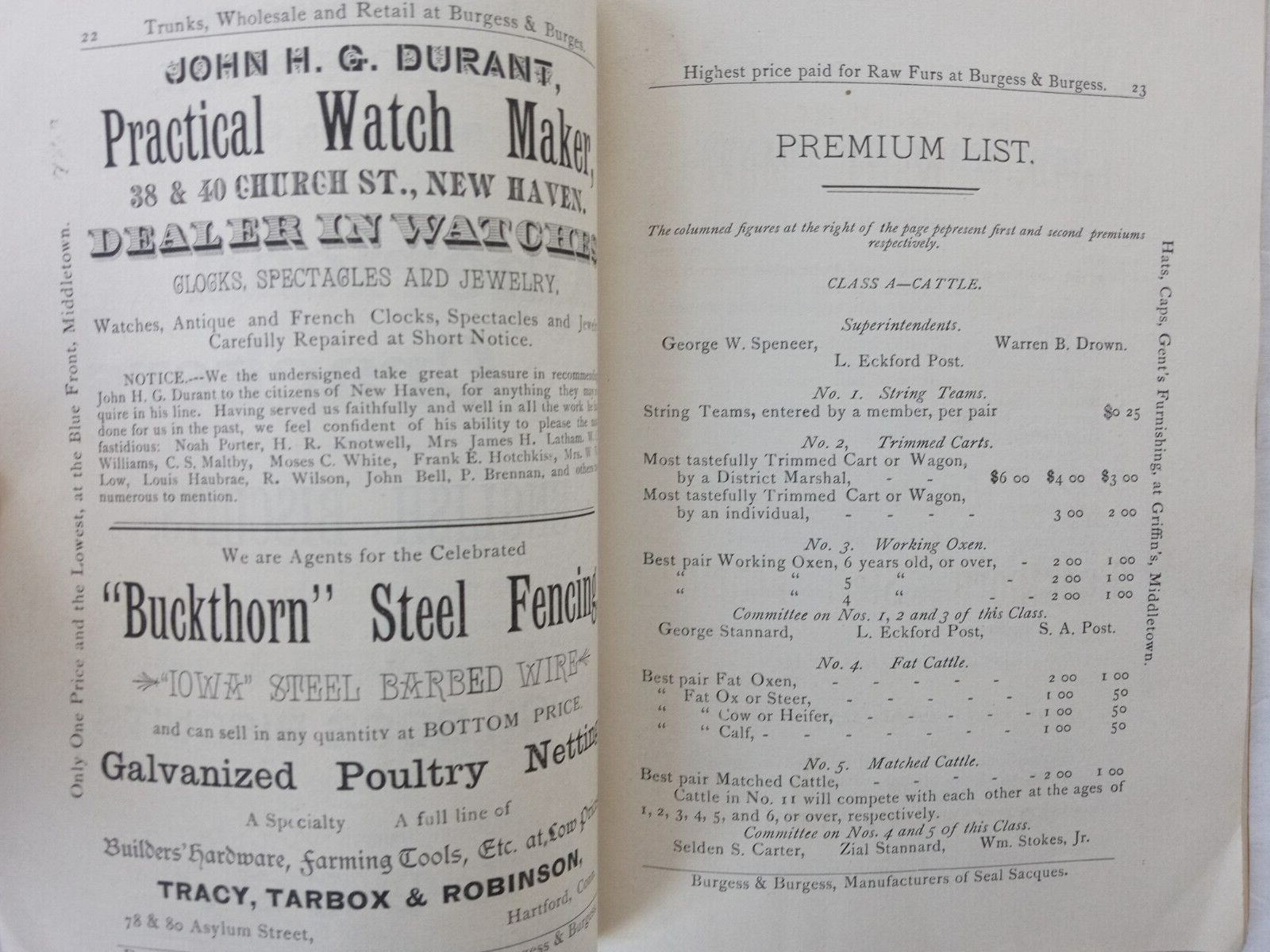 WESTBROOK CT Agricultural Society 1887 Cattle Show & Fair Program 7th Annual