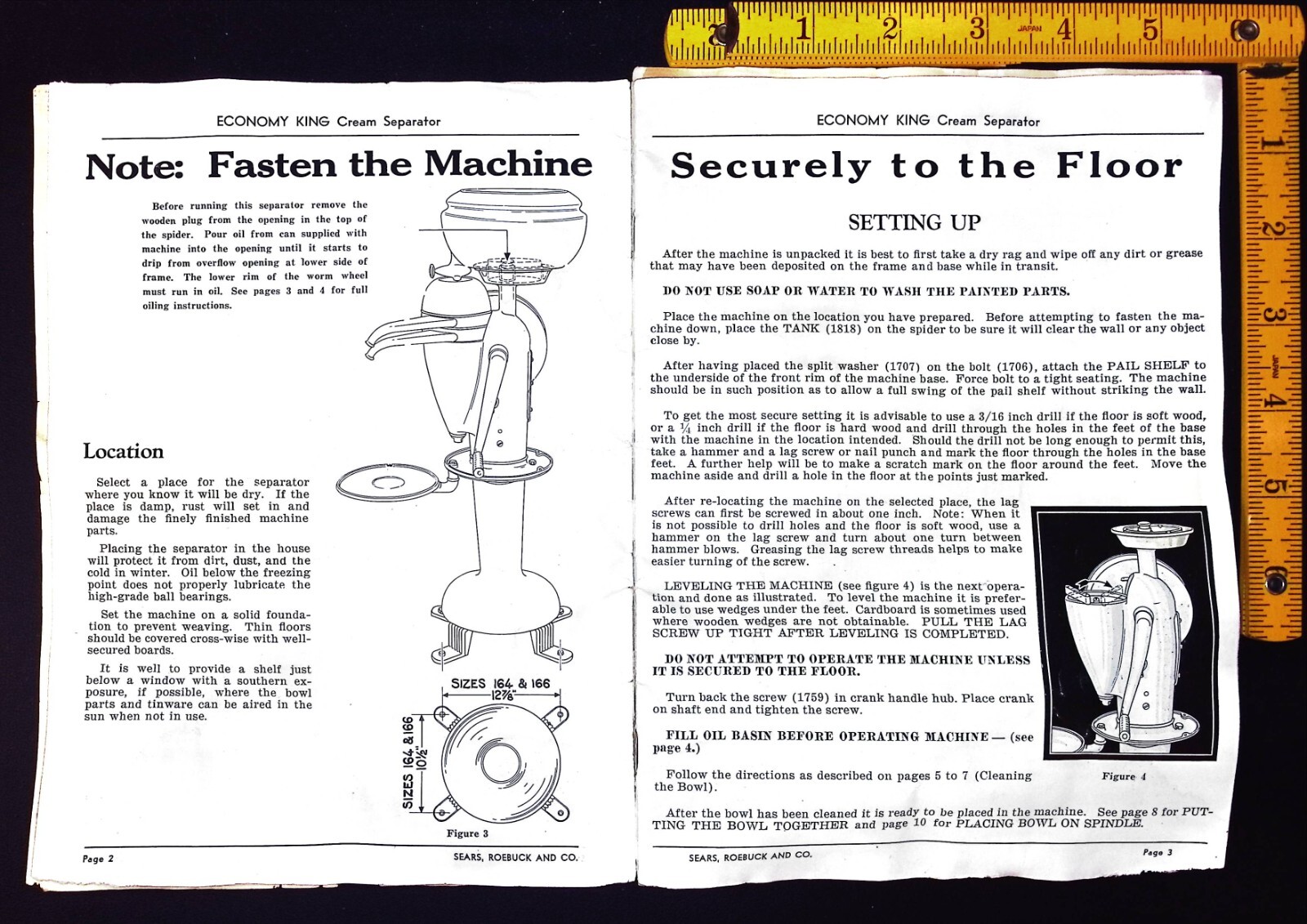 Sear, Roebuck – Economy King Cream Separator Instruction Manual – Vintage 1920’s