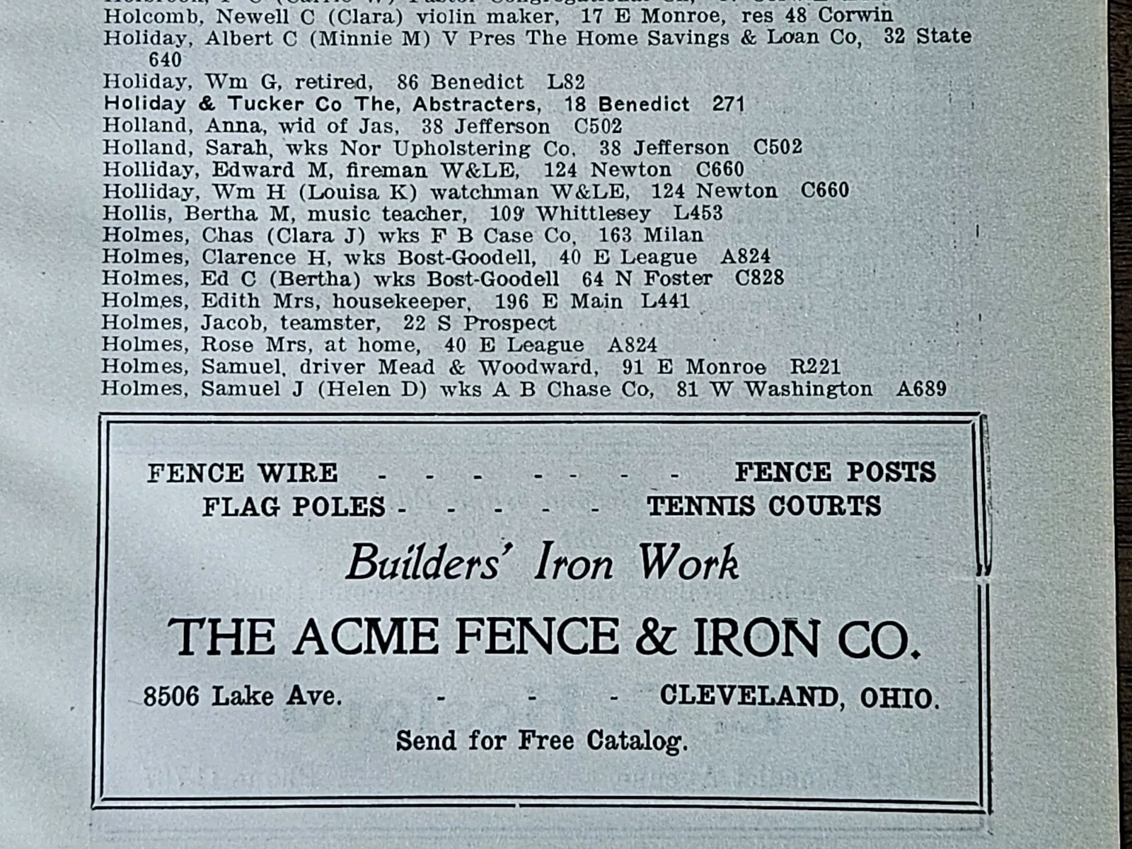 Antique Farm Real Estate Ad Hindley Acme Fence Iron 1922 Norwalk Cleveland Ohio