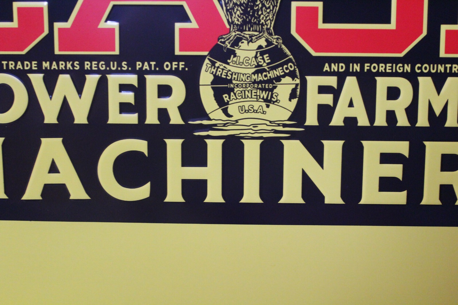 CASE FARMING MACHINERY DEALER EMBOSSED METAL SIGN EAGLE ABE SALES GAS OIL SEED