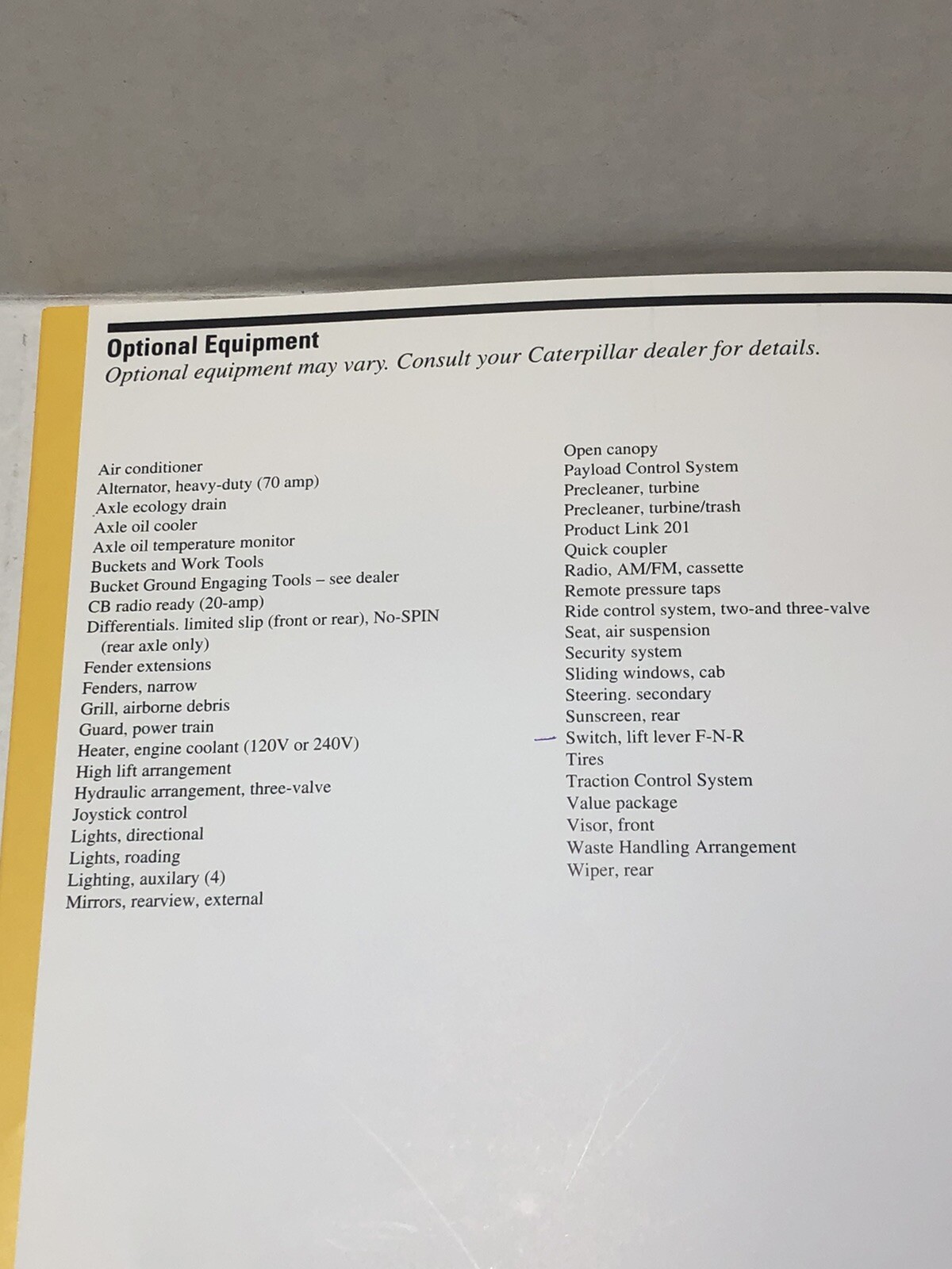 2003 CAT Caterpillar 938G Series II Wheel Loader Specs Sales Brochure