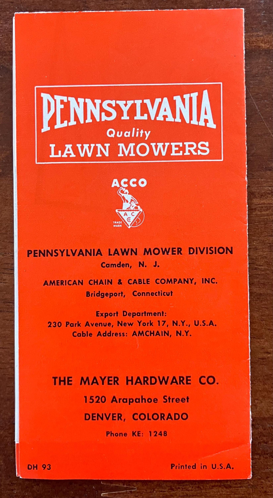 1949 Pennsylvania Power Mowers Advertising Brochure Models R T Lawnmower Mayer