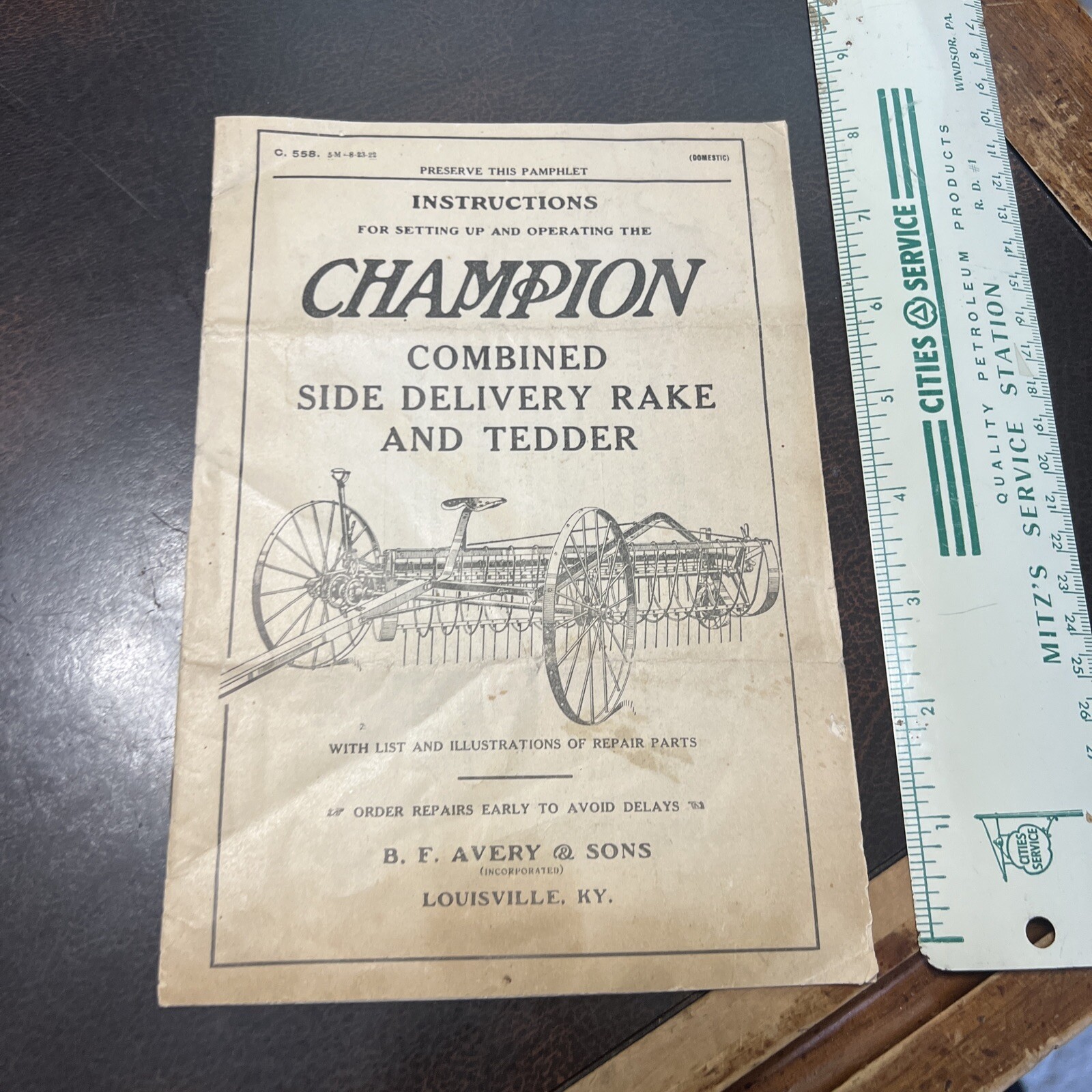 Vintage 1800s Champion Farm Rake & Teddy Instruction Manual