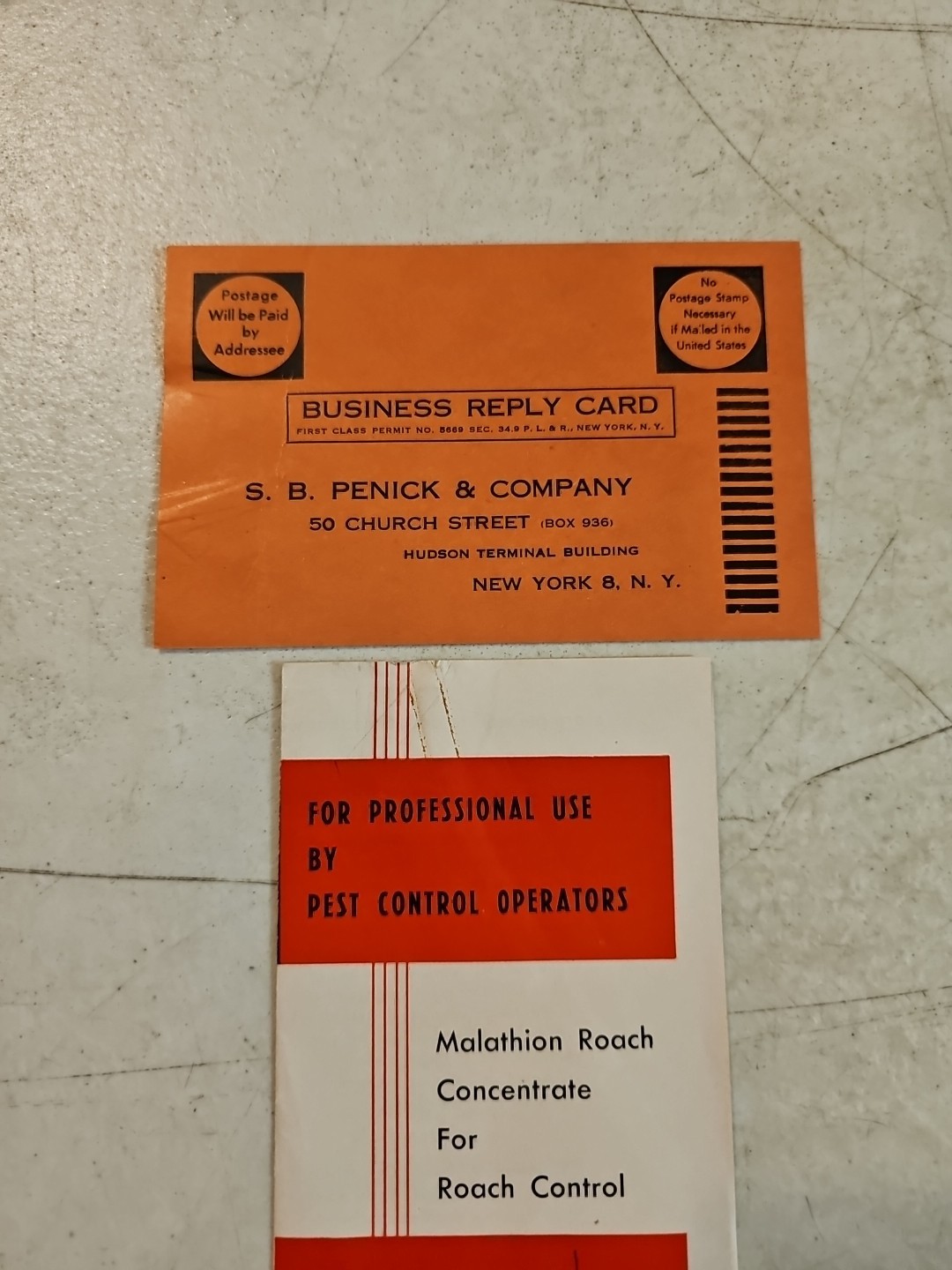 Vintage SB Penick & Co Malathion Roach Concentrate For Roach Control Brochure