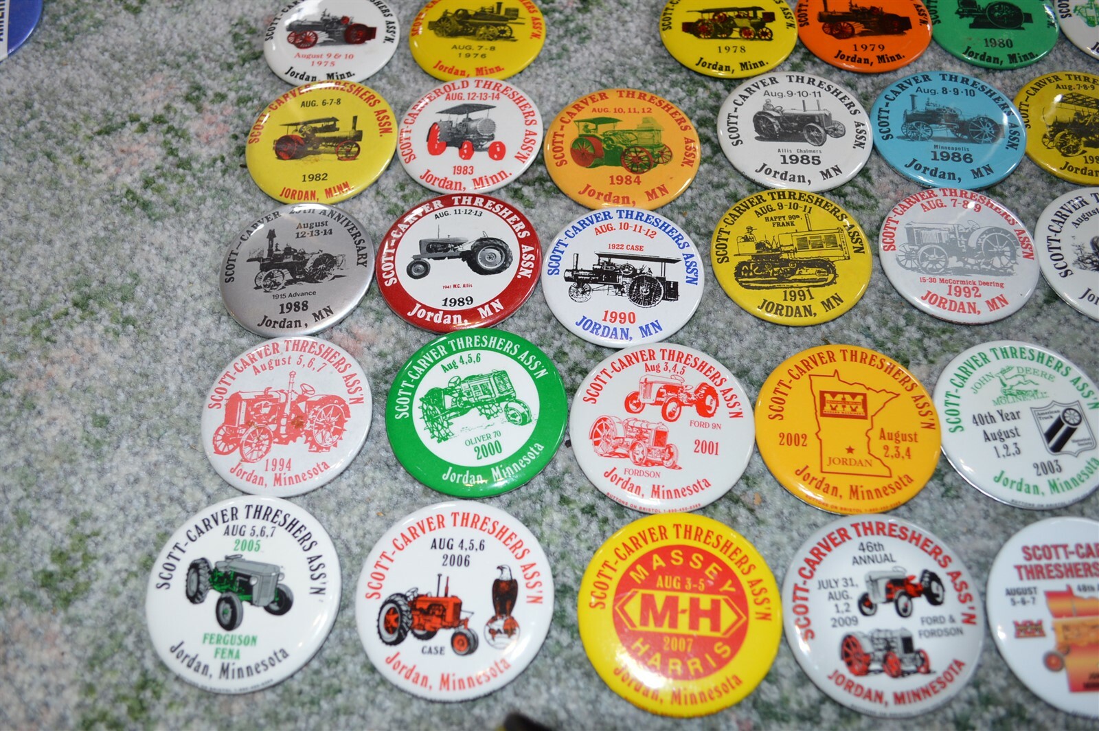 36 Scott Carver Threshers Assoc Threshing Bee Tractor Jordan Buttons 1968-2011
