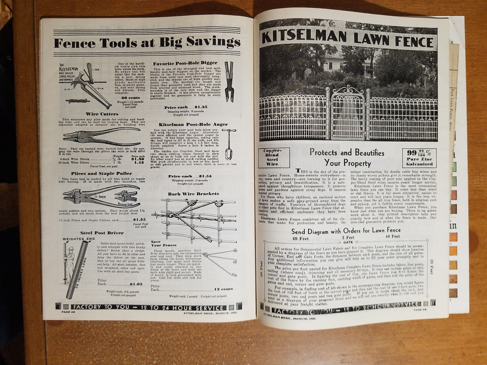 1926 Kitselman Fence Catalog & Order Form: Fence, Gates, Posts, Barbed Wire