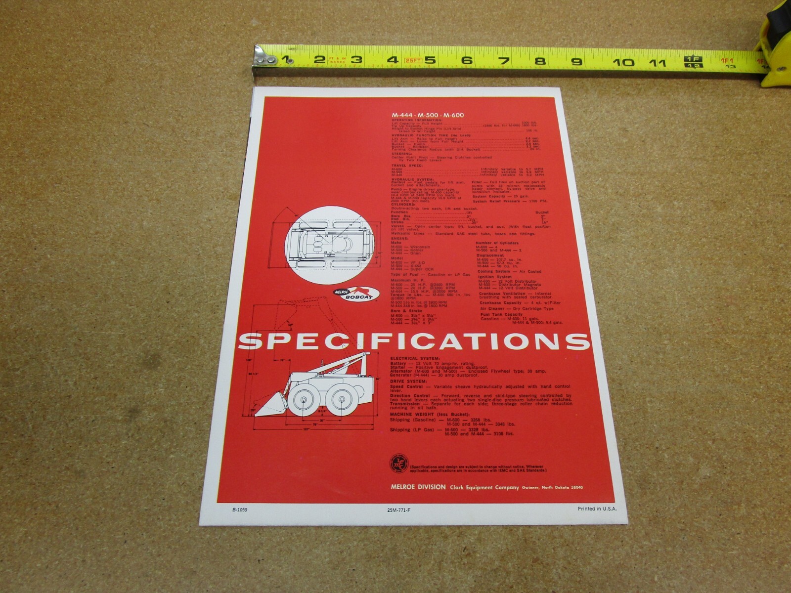 1960’s Melroe BOBCAT skid steer loader construction sales brochure 4pg ORIGINAL